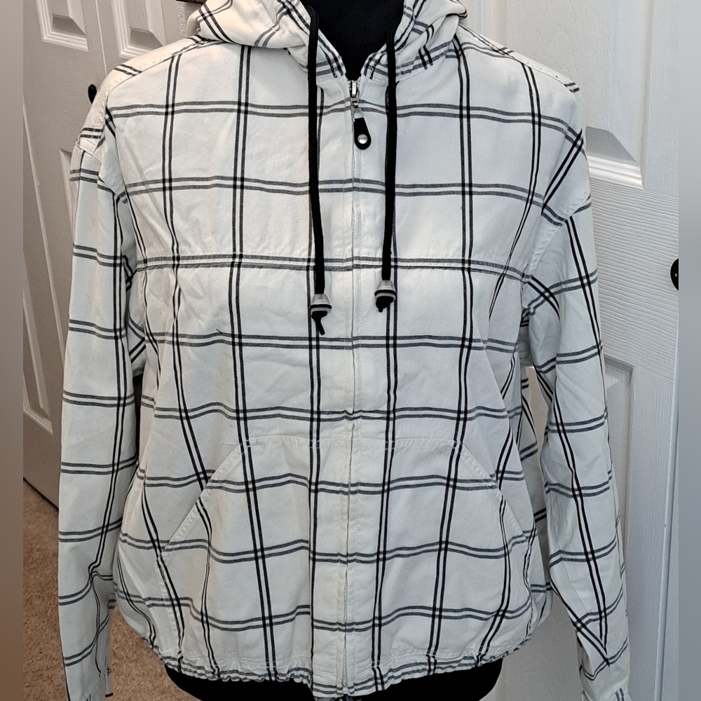 Liz Claiborne Liz Golf Plaid Zip Up Jacket Size M